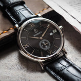 Boderry Watch Co. ELEGANT - Swiss Quartz Movement Watch | Silver & Black Dial, view 4