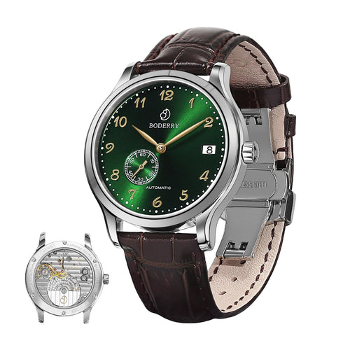 Boderry Watch Co. ELITE - Micro-rotor Automatic Watch | Silver Case & Green Dial