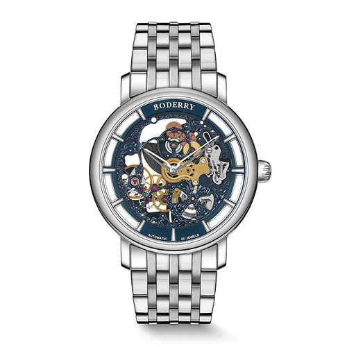 Boderry Watch Co. ELITE II - Engraved Micro-rotor Watch | Blue