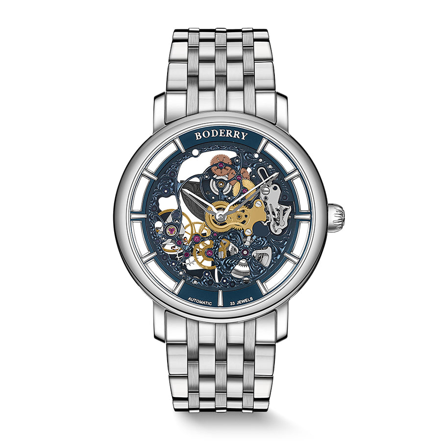 Boderry Watch Co. ELITE II - Engraved Micro-rotor Watch | Blue