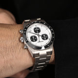 Boderry Watch Co. GOLDACE - 100M WR Titanium Mecha-Quartz Chronograph Watch | White, view 3