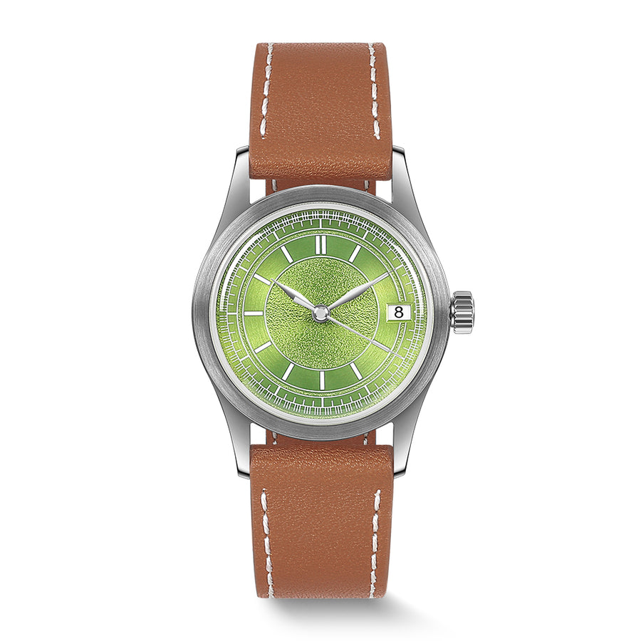 Boderry Watch Co. HOU - 80-Hour Power Reserve Vintage Automatic Watch | Avocado Green