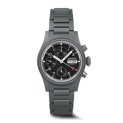 Boderry Watch Co. LANDMASTER Chronograph โ Titanium Automatic Tritium Field Watch | Black-bracelet