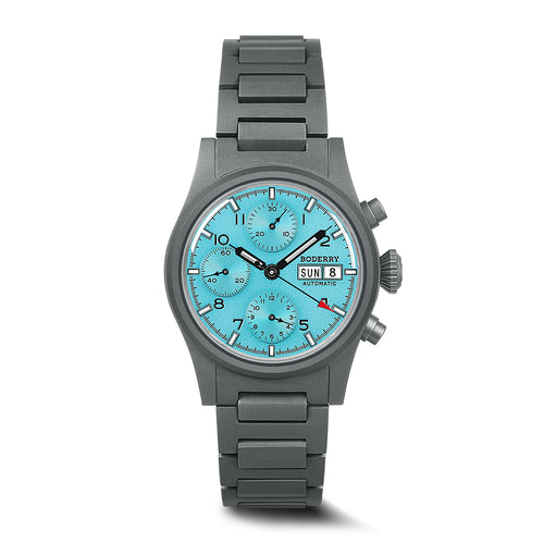 Boderry Watch Co. LANDMASTER Chronograph โ Titanium Automatic Tritium Field Watch | Ice Blue-bracelet
