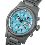 Boderry Watch Co. LANDMASTER Chronograph – Titanium Automatic Tritium Field Watch | Ice Blue-bracelet, view 5