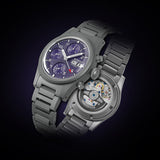 Boderry Watch Co. LANDMASTER Chronograph – Titanium Automatic Tritium Field Watch | Purple-bracelet, view 2