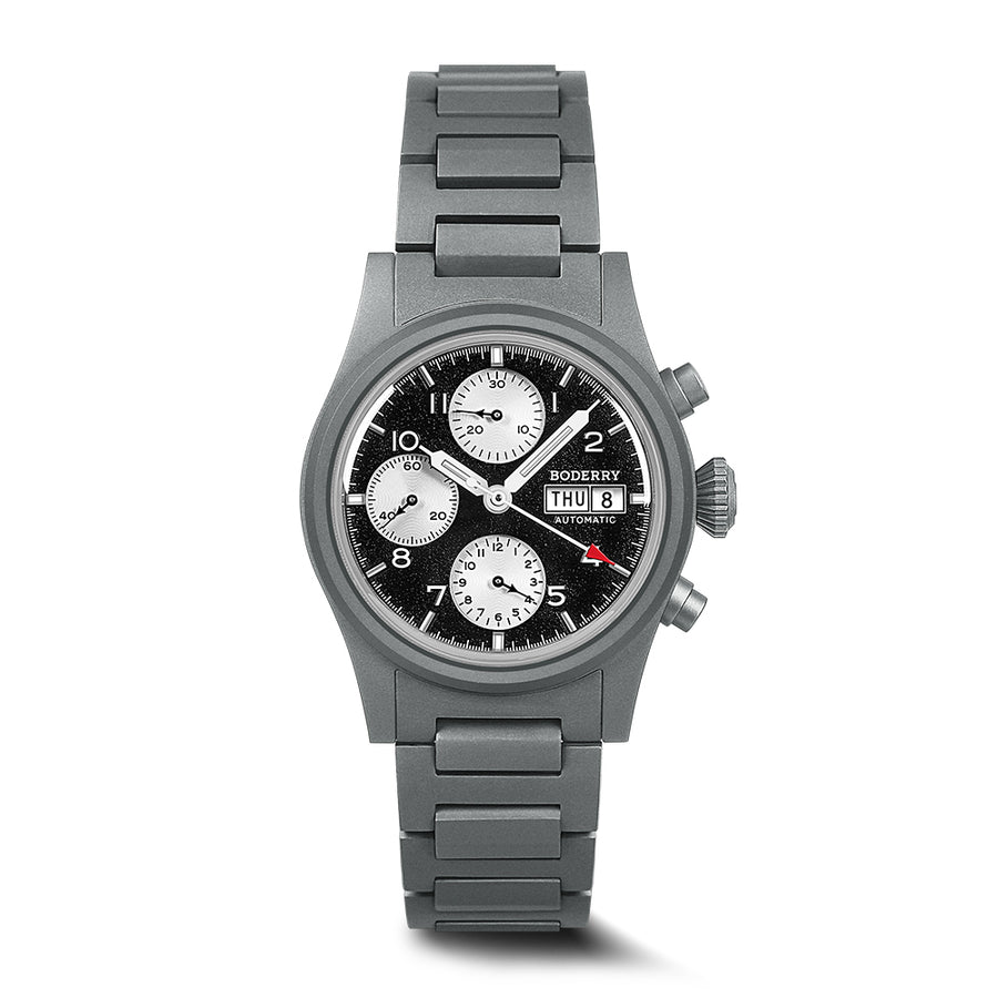 Boderry Watch Co. LANDMASTER Chronograph – Titanium Automatic Tritium Field Watch | Reverse Panda-bracelet