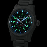 Boderry Watch Co. LANDMASTER GMT – Titanium Automatic Tritium Field Watch | Black-bracelet, view 2