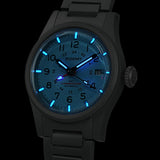 Boderry Watch Co. LANDMASTER GMT – Titanium Automatic Tritium Field Watch | Ice Blue-bracelet, view 4