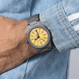 Boderry Watch Co. LANDMASTER GMT – Titanium Automatic Tritium Field Watch | Yellow-bracelet, view 3