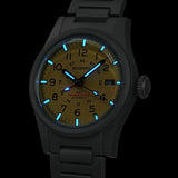 Boderry Watch Co. LANDMASTER GMT – Titanium Automatic Tritium Field Watch | Yellow-bracelet, view 4