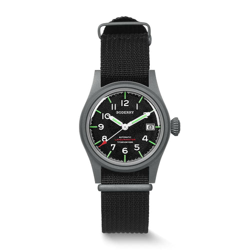 Boderry Watch Co. LANDMASTER - 100M Waterproof Titanium Automatic Field Watch | Black