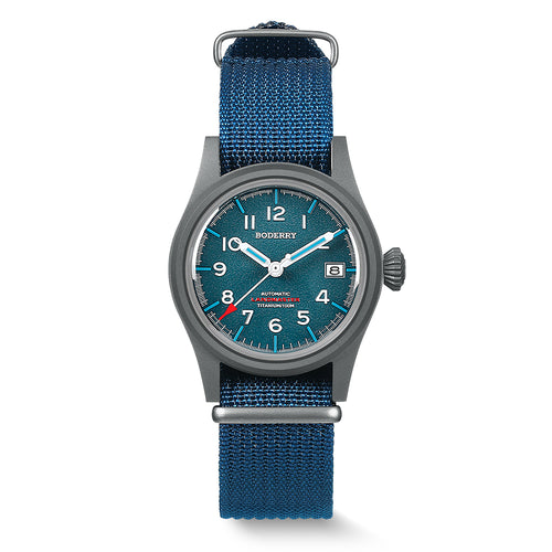 Boderry Watch Co. LANDMASTER - 100M Waterproof Titanium Automatic Field Watch | Blue