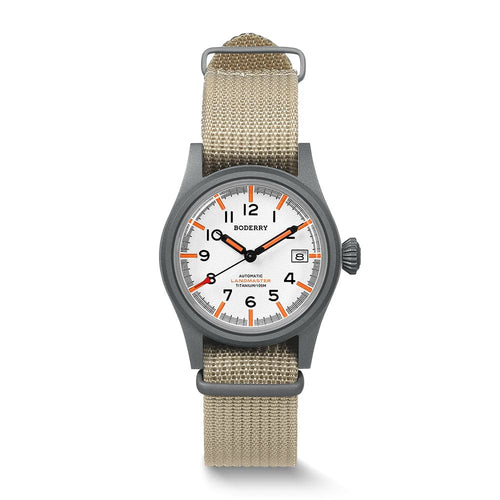 Boderry Watch Co. LANDMASTER - 100M Waterproof Titanium Automatic Field Watch | White