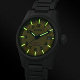Boderry Watch Co. LANDMASTER - 100M Waterproof Titanium Automatic Field Watch | Yellow-bracelet, view 2