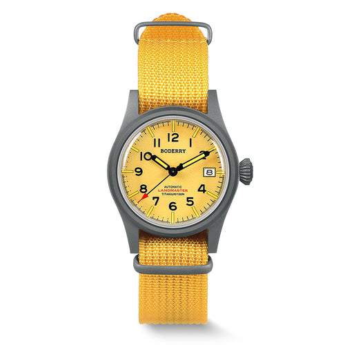 Boderry Watch Co. LANDMASTER - 100M Waterproof Titanium Automatic Field Watch | Yellow