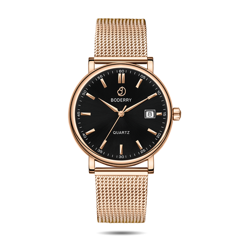 Boderry Watch Co. CLASSIC 40MM - Swiss Quartz Movement Watch |  Gold Case & Mesh Strap