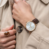 Boderry Watch Co. CLASSIC 40MM - Swiss Quartz Movement Watch | Rose-Gold Case & Brown Leather Strap, view 2