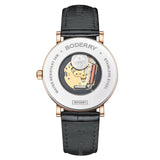 Boderry Watch Co. CLASSIC 40MM - Swiss Quartz Movement Watch | Rose-Gold Case & Brown Leather Strap, view 4