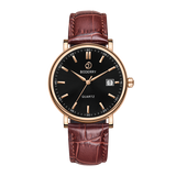 Boderry Watch Co. CLASSIC 40MM - Swiss Quartz Movement Watch | Rose-Gold Case & Brown Leather Strap, view 6