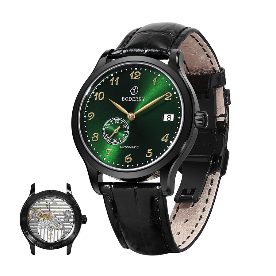 Boderry Watch Co. ELITE - Micro-rotor Automatic Watch | Black Case & Green Dial