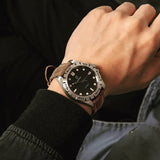 Boderry Watch Co. URBAN DATE(TITANIUM)- 3-hand Hi-beat(28,800 bph) with 72 hrs Power-reserve Automatic Titanium Watch | Brown Leather Strap, view 2