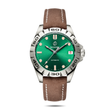 Boderry Watch Co. URBAN DATE(TITANIUM)- 3-hand Hi-beat(28,800 bph) with 72 hrs Power-reserve Automatic Titanium Watch | Brown Leather Strap, view 4
