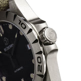 Boderry Watch Co. URBAN DATE(TITANIUM)- 3-hand Hi-beat(28,800 bph) with 72 hrs Power-reserve Automatic Titanium Watch | Brown Leather Strap, view 6