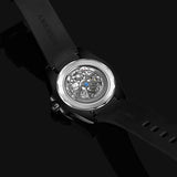 Boderry Watch Co. WINDMILL - Original Skeleton Hi-beat(28,800 bph) with 72 hrs Power-reserve Automatic Watch | Black Dial & Orange Leather Strap, view 4