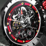 Boderry Watch Co. WINDMILL - Original Skeleton Hi-beat(28,800 bph) with 72 hrs Power-reserve Automatic Watch | Red Dial & Leather Strap, view 2