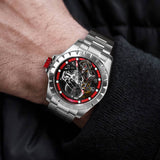 Boderry Watch Co. WINDMILL - Original Skeleton Hi-beat(28,800 bph) with 72 hrs Power-reserve Automatic Watch | Red Dial & Bracelet, view 2