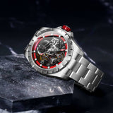 Boderry Watch Co. WINDMILL - Original Skeleton Hi-beat(28,800 bph) with 72 hrs Power-reserve Automatic Watch | Red Dial & Bracelet, view 4
