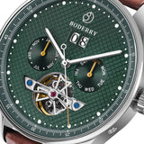 Boderry Watch Co. THE CHECKMATE - Complication Automatic Watch with Date,Day,Month Display -Emerald & Bracelet, view 2