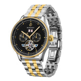 Boderry Watch Co. THE CHECKMATE - Complication Automatic Watch with Date,Day,Month Display -Gold Black & Two Tone Bracelet, view 3