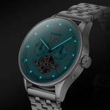 Boderry Watch Co. THE CHECKMATE - Complication Automatic Watch with Date,Day,Month Display -Turquoise & Bracelet, view 3