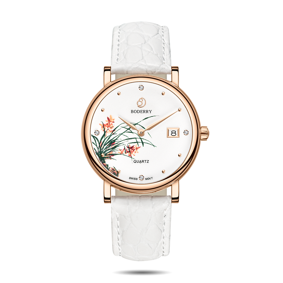 Boderry Watch Co. FLOWER - Swiss Quartz Movement Watch | Rose Gold & Orchid