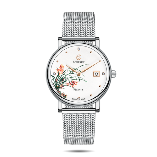 Boderry Watch Co. FLOWER - Swiss Quartz Movement Watch | Silver & Orchid