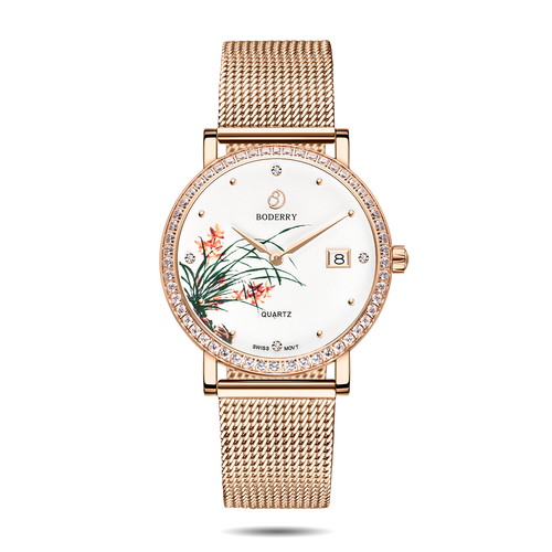 Boderry Watch Co. FLOWER - Swiss Quartz Movement Watch | Rose Gold & Orchid