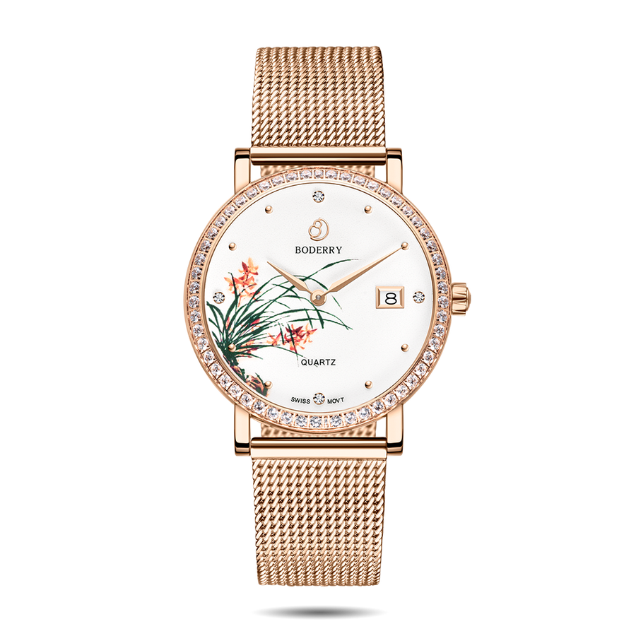 Boderry Watch Co. FLOWER - Swiss Quartz Movement Watch | Rose Gold & Orchid