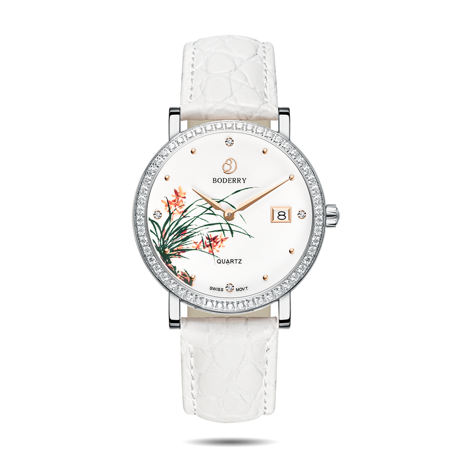 Boderry Watch Co. FLOWER - Swiss Quartz Movement Watch | Silver & Orchid