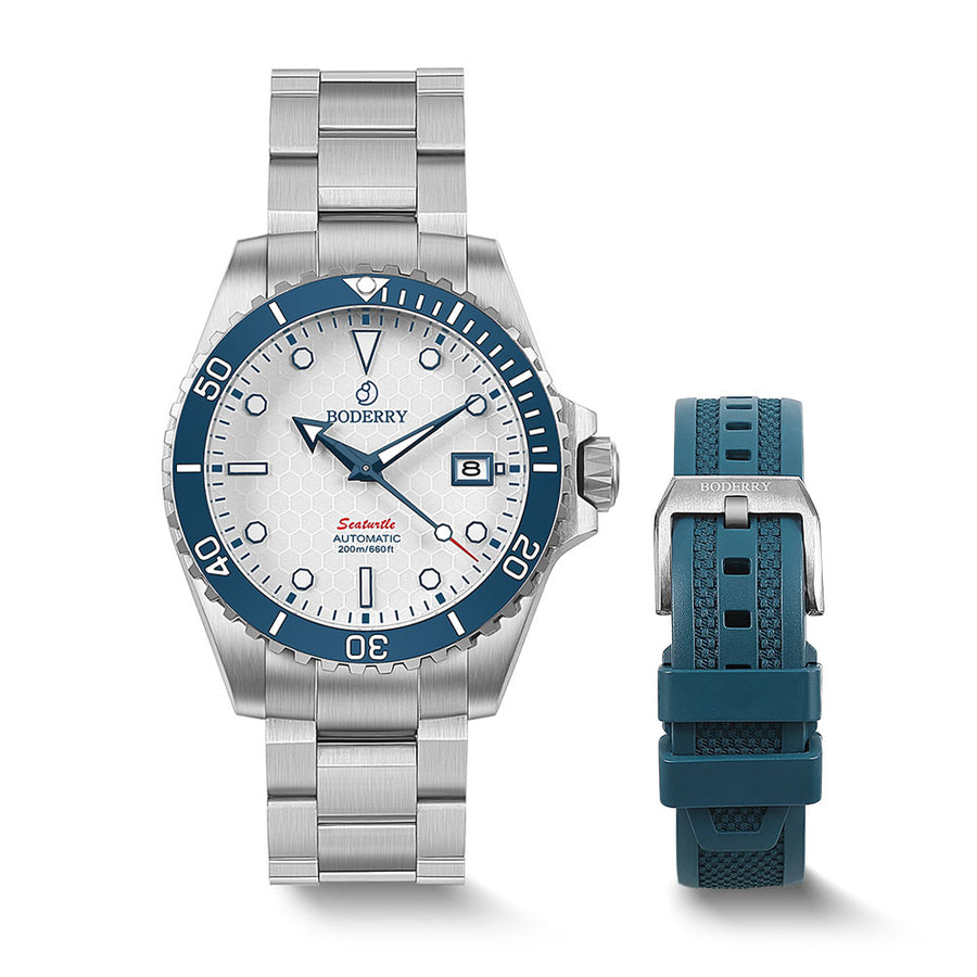 Boderry Watch Co. SEATURTLE.OCEAN(TITANIUM) - Automatic Titanium Diver Watch | Arctic/Ti-bracelet