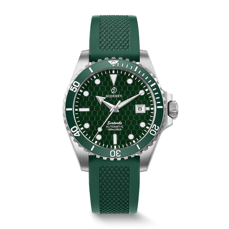 Boderry Watch Co. SEATURTLE.OCEAN(TITANIUM) - Automatic Titanium Diver Watch | Turtle Green