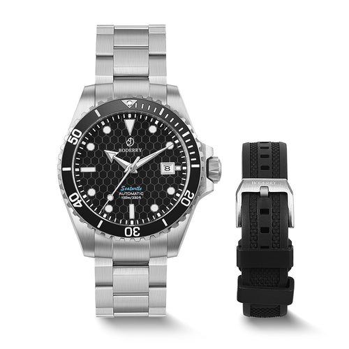 Boderry Watch Co. SEATURTLE.OCEAN(TITANIUM) - Automatic Titanium Diver Watch | Black/Ti-bracelet