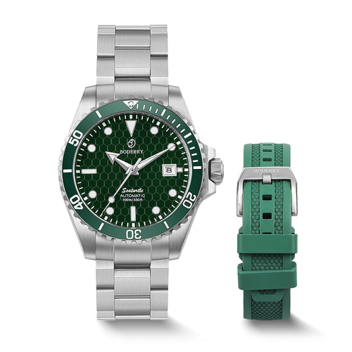 Boderry Watch Co. SEATURTLE.OCEAN(TITANIUM) - Automatic Titanium Diver Watch | Turtle Green/Ti-bracelet