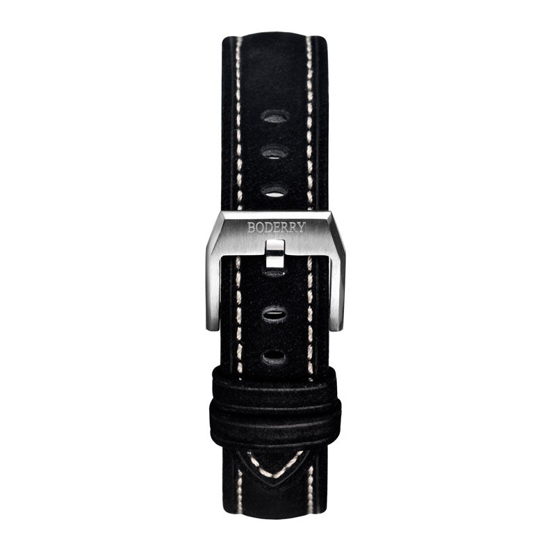 Boderry Watch Co. Watch Strap | Leather Black(Silver Buckle) 20mm-Boderry Straps