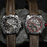 Boderry Watch Co. URBAN SKELETON(TITANIUM)- 3-Hand Hi-beat(28,800 bph) with 72 hrs Power-reserve Automatic Titanium Watch | Olivegreen Leather Strap, view 2