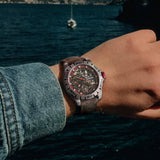 Boderry Watch Co. URBAN SKELETON(TITANIUM)- 3-Hand Hi-beat(28,800 bph) with 72 hrs Power-reserve Automatic Titanium Watch | Olivegreen Leather Strap, view 3