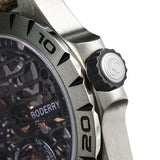 Boderry Watch Co. URBAN SKELETON(TITANIUM)- 3-Hand Hi-beat(28,800 bph) with 72 hrs Power-reserve Automatic Titanium Watch | Olivegreen Leather Strap, view 4