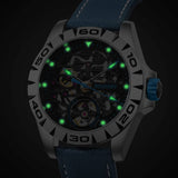 Boderry Watch Co. URBAN SKELETON(TITANIUM) Ver 2.0-Silver Hands - 3-Hand Hi-beat(28,800 bph) with 72 hrs Power-reserve Automatic Watch | Blue Dial, view 2