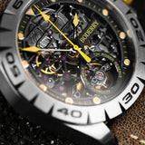 Boderry Watch Co. URBAN SKELETON(TITANIUM) Ver 2.0-Silver Hands - 3-Hand Hi-beat(28,800 bph) with 72 hrs Power-reserve Automatic Watch | Yellow Dial, view 3